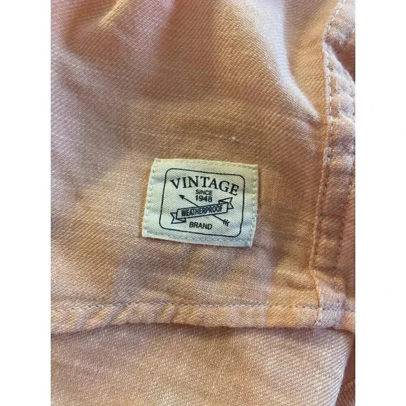 NWT $60 WEATHERPROOF VINTAGE -Short Sleeve Button-Up Peach Shirt Size Medium M - - Picture 7 of 8
